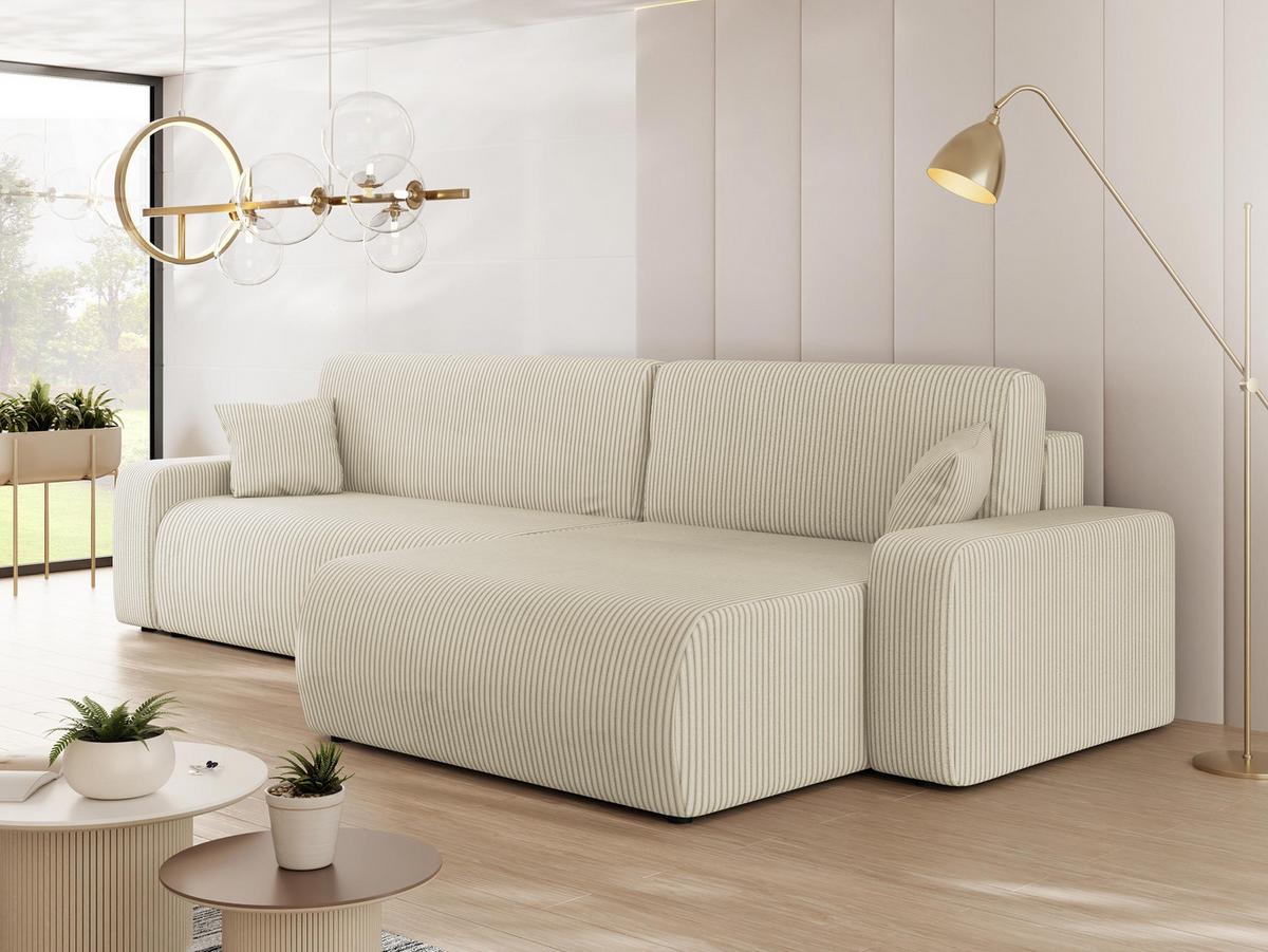 ECKSOFA Piano L Cord - Creme/Schwarz, Holz/Kunststoff (274/145cm) - MIRJAN24