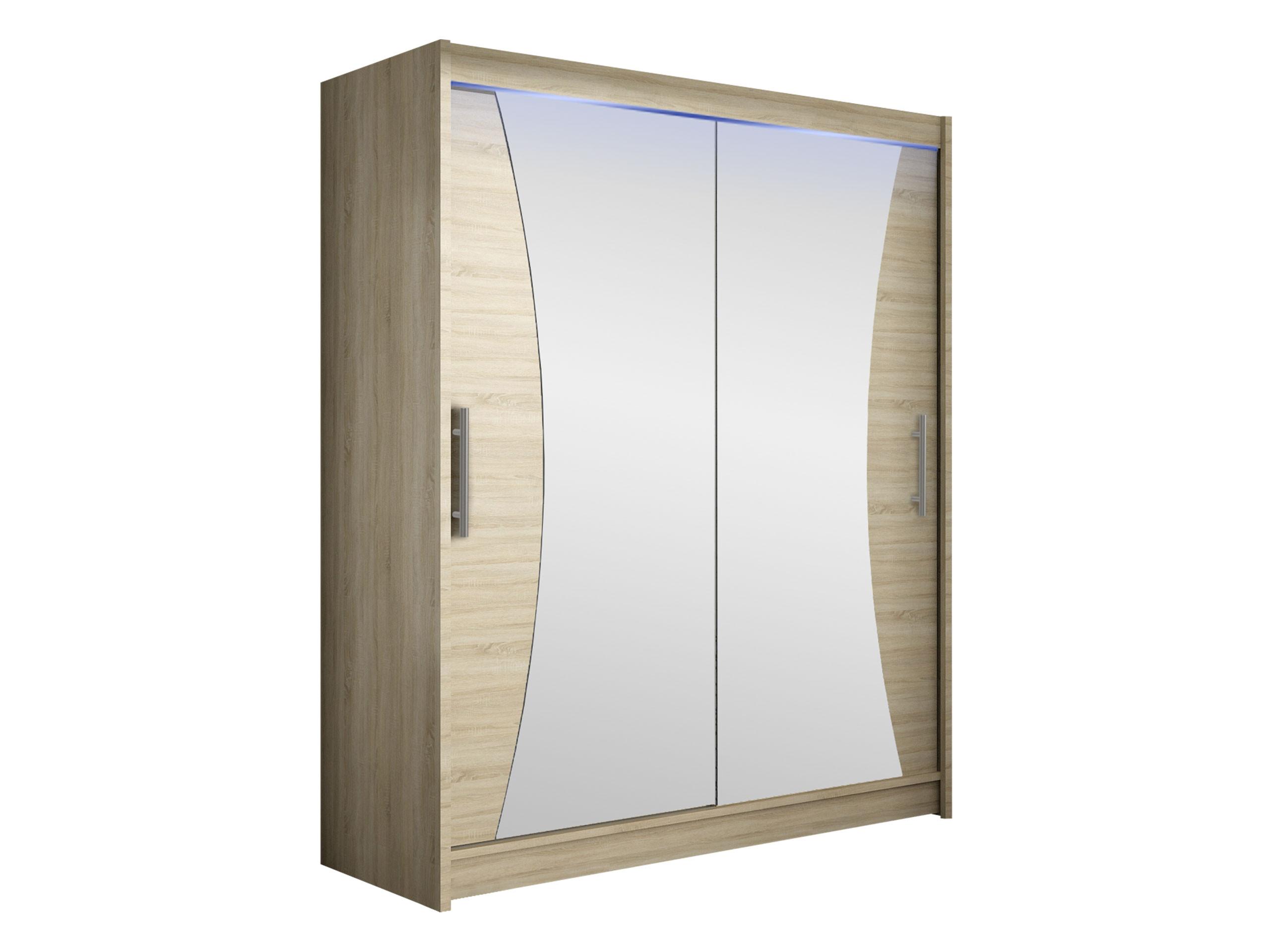 SCHWEBETÜRENSCHRANK Westa IX, mit RGB LED Beleuchtung - Silberfarben/Sonoma Eiche, Holzwerkstoff/Metall (150/200/58cm) - MIRJAN24
