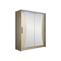 SCHWEBETÜRENSCHRANK Westa IX, mit RGB LED Beleuchtung - Silberfarben/Sonoma Eiche, Holzwerkstoff/Metall (150/200/58cm) - MIRJAN24