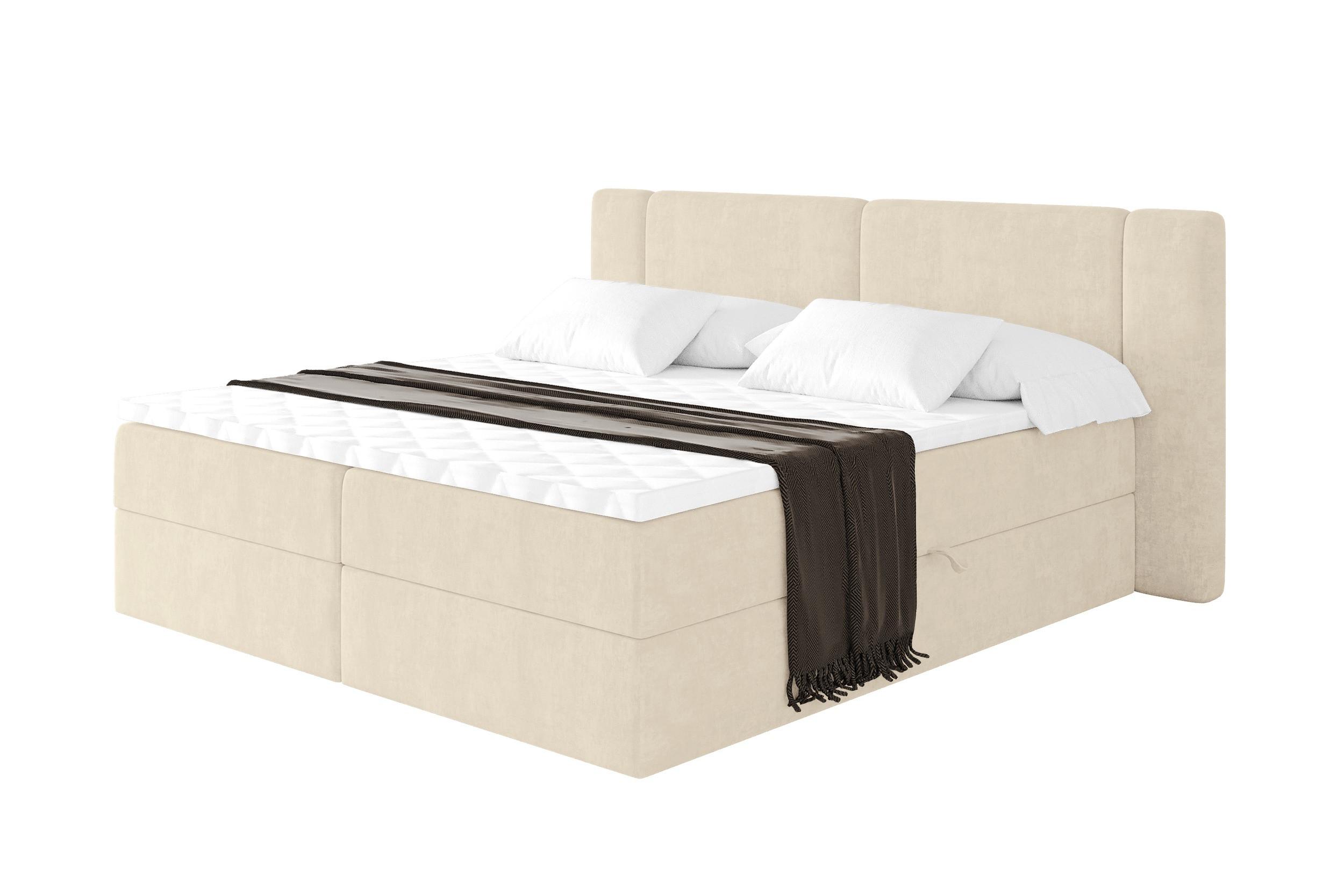 BOXBETT mit Matratze H3 - EVON - 180x200 cm Beige - Champagner, Holzwerkstoff (180/200cm) - ALTDECOR