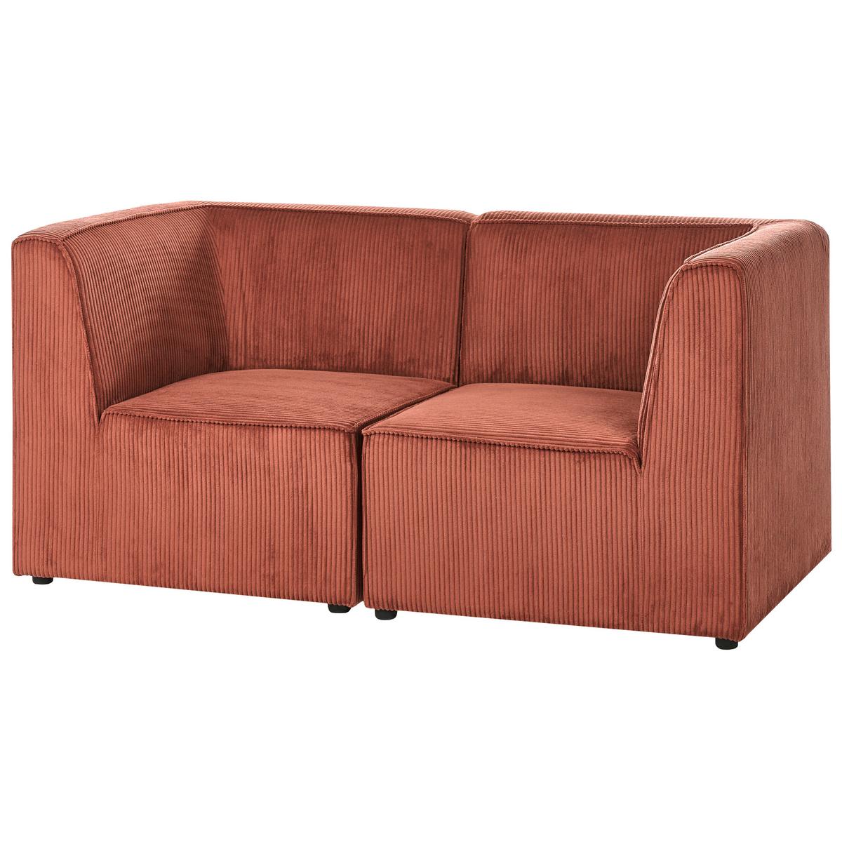 2-SITZER-SOFA Goldbraun Cord Lemvig - Goldfarben/Braun, Textil (166/78/83cm) - Beliani