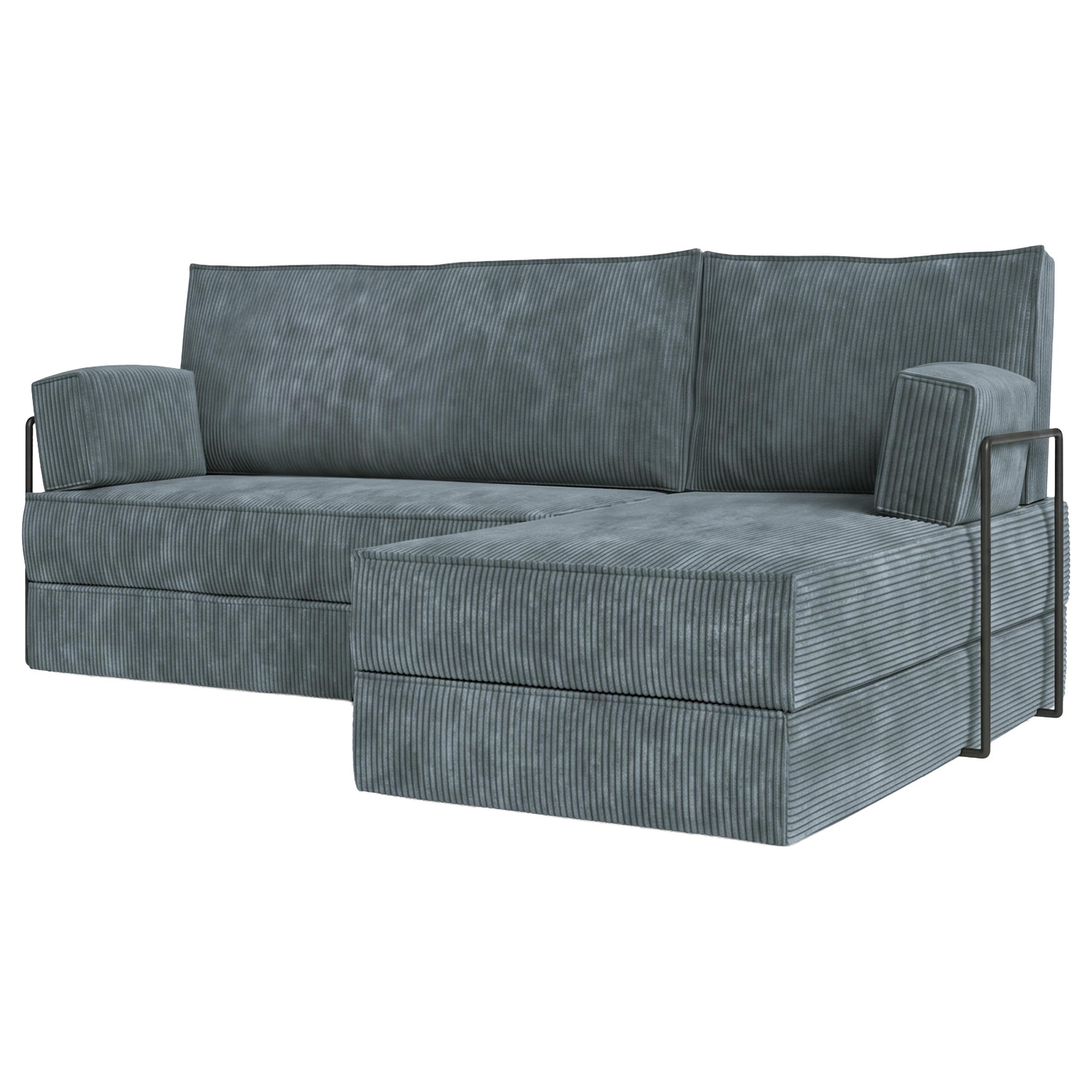 ECKSOFA NOTIA modulares Boneless Sofa mit Schlaffunktion Grau Kordstoff - Grau, Textil (200/120cm) - MASSENO