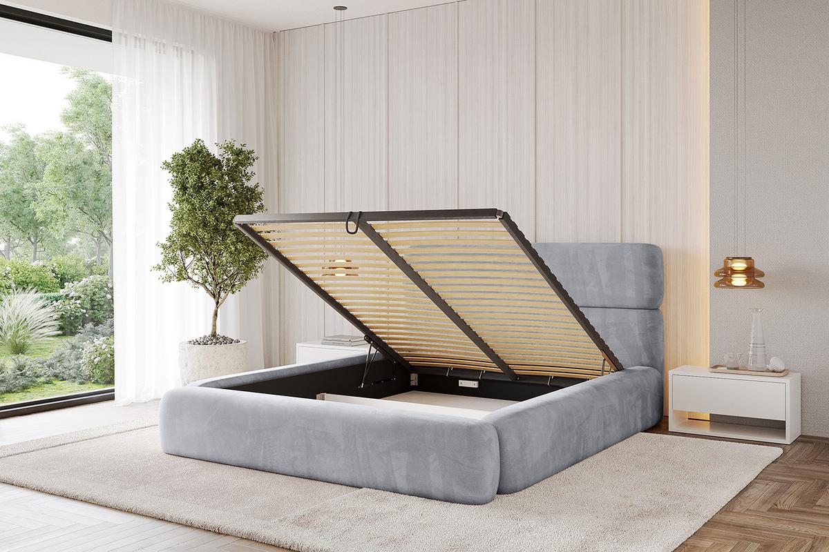 POLSTERBETT mit Bettkasten und Lattenrost, Boxbett ohne Matratze - ENORA 180x200 Hellgrau - Hellgrau, Holzwerkstoff/Textil (180/200cm) - ALTDECOR