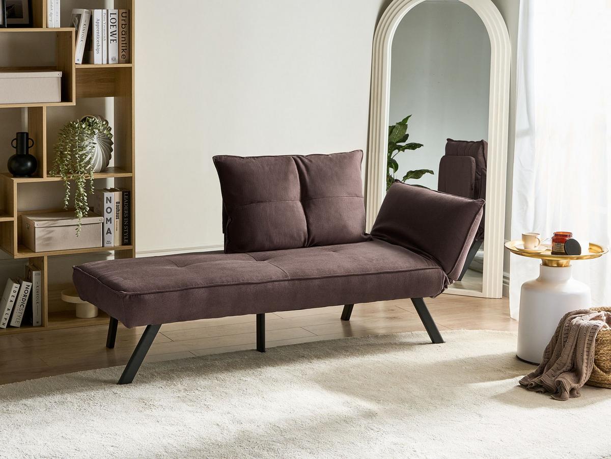 CHAISELONGUE-RECHTSSEITIGE Stoff Braun Rocamadour - Schwarz/Braun, Textil (150/83/72cm) - Beliani