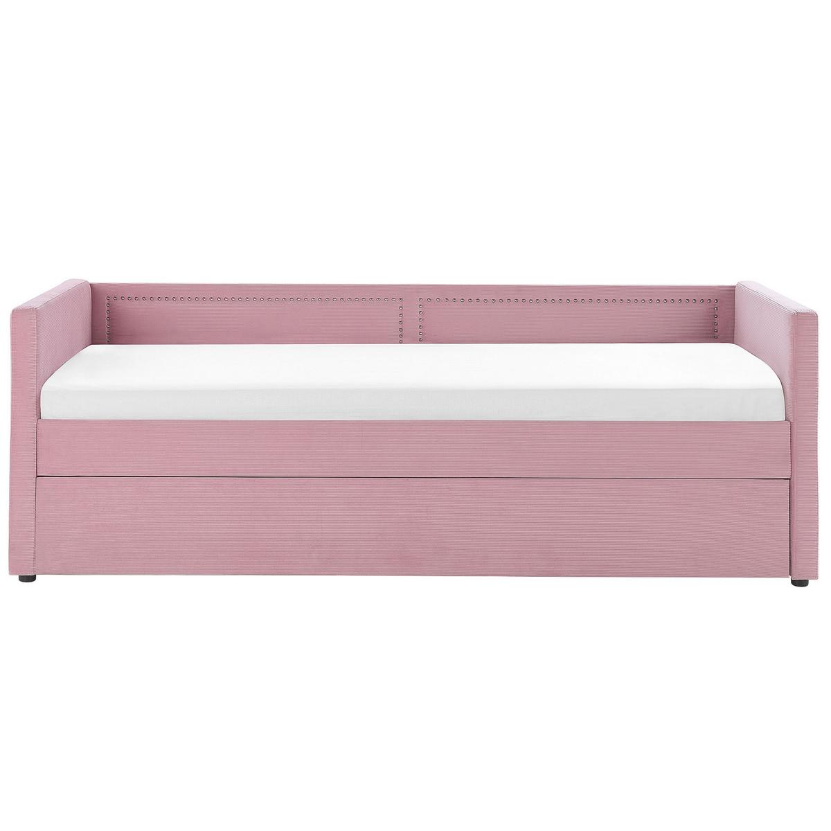TAGESBETT 90/200cm Rosa Mimizan - Pink, Naturmaterialien/Textil (90/200cm) - Beliani