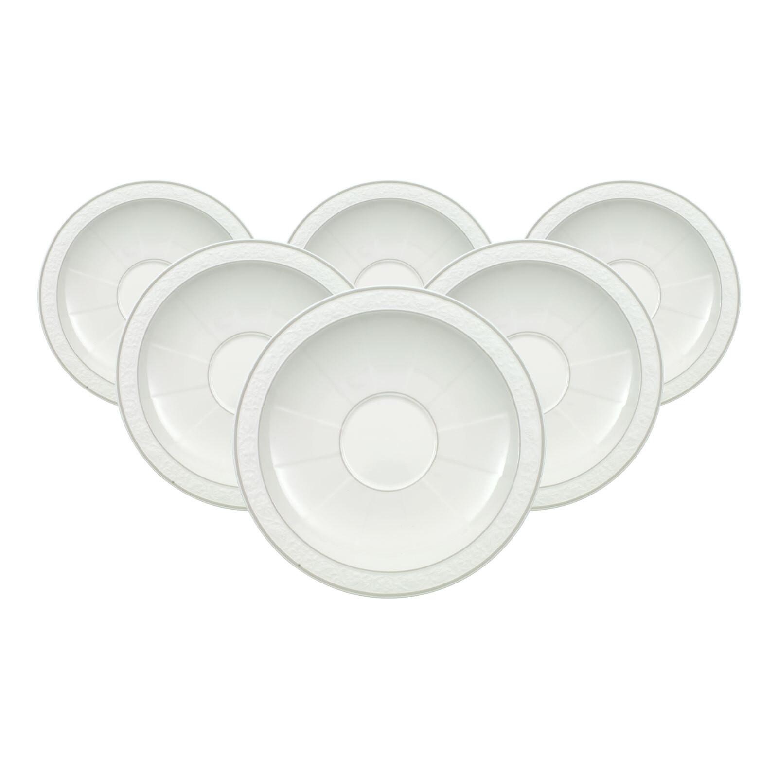 CAPPUCCINOUNTERTASSEN Gray Pearl weiß ø 18,5 cm 6er Set - Weiß, Keramik (18.5cm) - Villeroy & Boch
