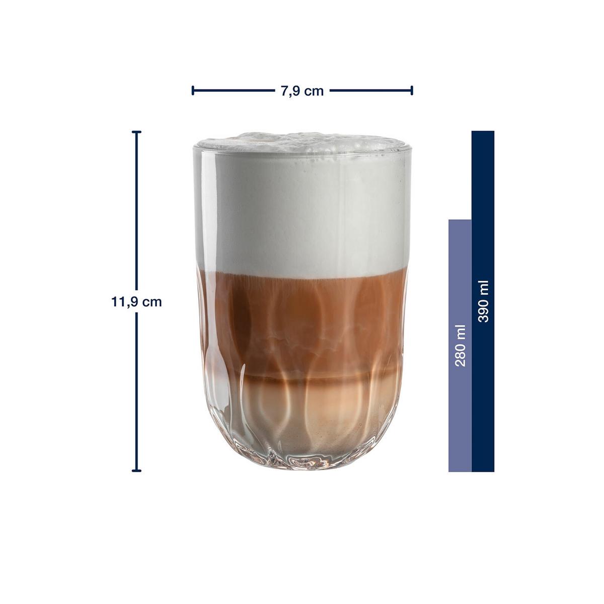 LATTE MACCHIATO-SET MIT UNTERSETZER Gocce transparent 390 ml 3er Set - Transparent, Glas (0.39L) - Leonardo Living