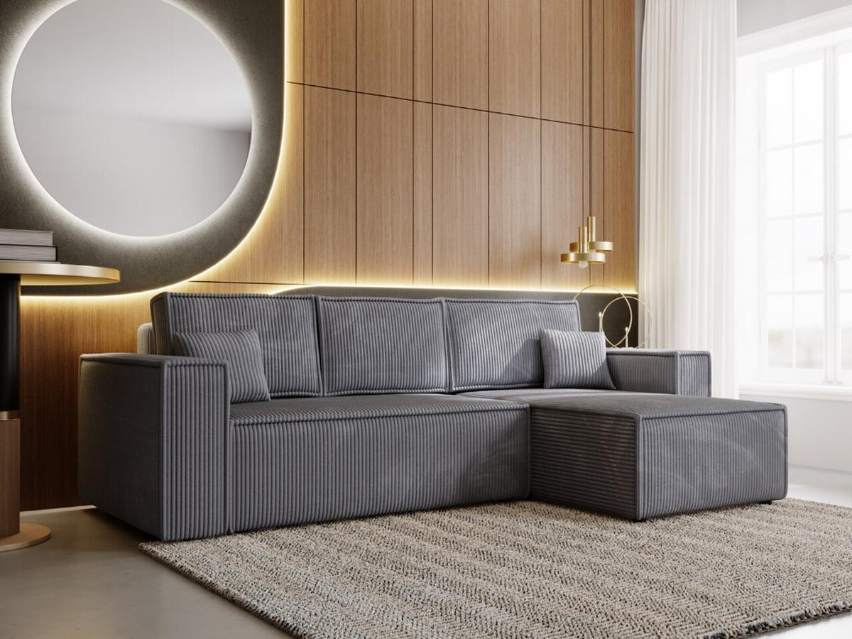 ECKSOFA Prato XL Dunkelgrau - Dunkelgrau/Schwarz, Holz/Kunststoff (280/170cm) - Graingold