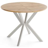 ESSTISCH Valio rund oval ausziehbar verlängerbar mit Metallbeinen in Kaschmir Grau, Eiche Braun 90-130/90/76 cm - Kaschmir/Beige, Holzwerkstoff/Metall (90/130/76cm) - WFL GROUP