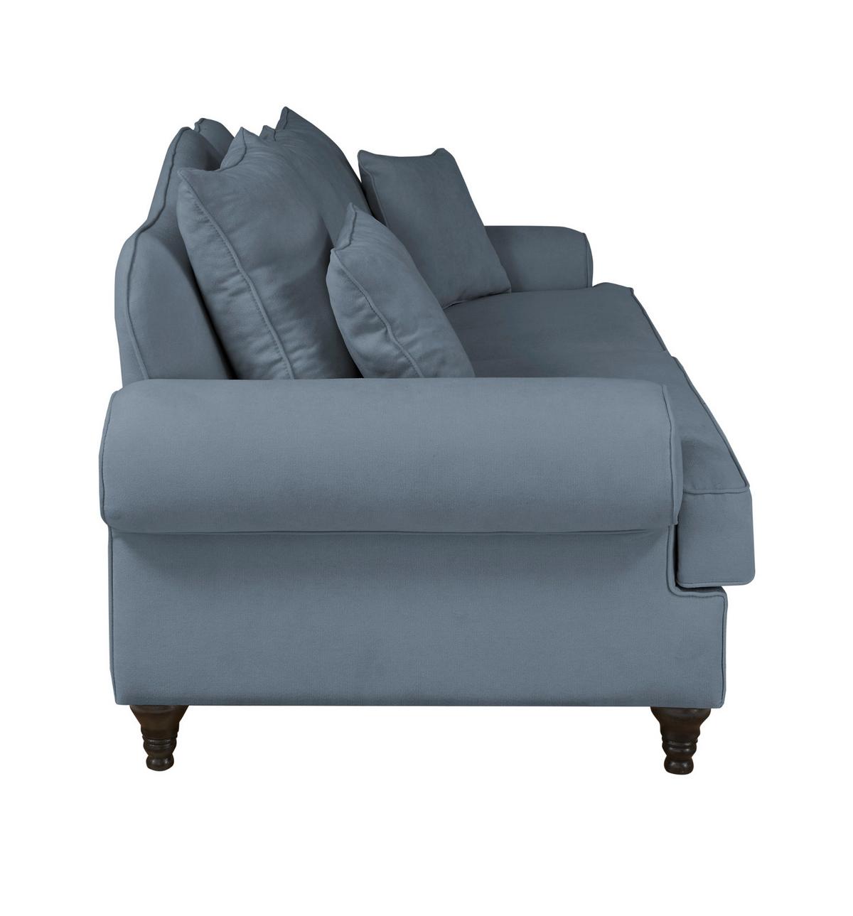 SOFA blau Landhaus, Couch 3-Sitzer 200 cm - Blau, Holz/Textil (200/95/100cm) - Furn.Design