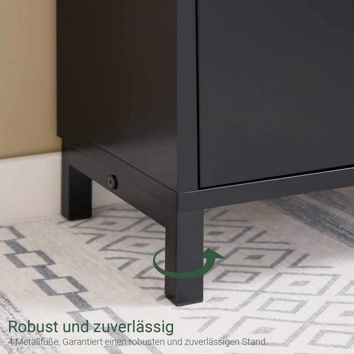 SCHUHBANK Schwarz - Schwarz, Holzwerkstoff/Metall (60/52/24cm) - SoBuy