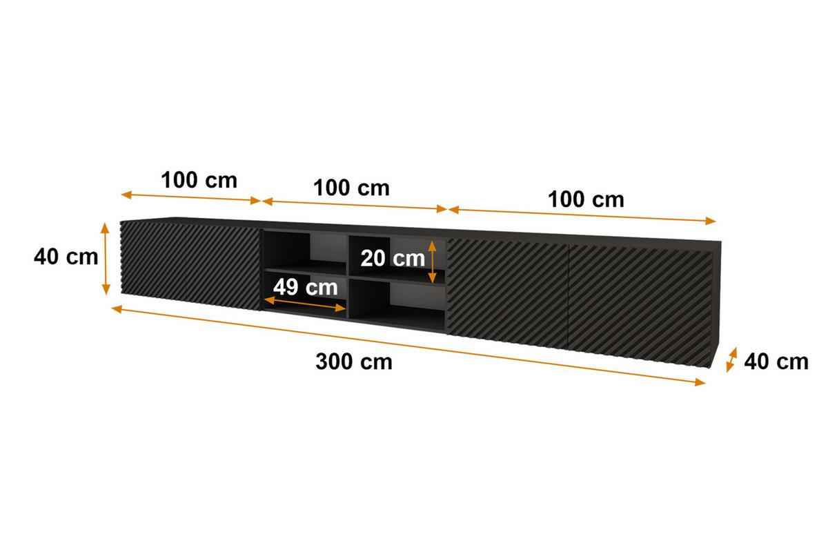 LOWBOARD ZENO-W 3x100x40x40 cm - Schwarz - Schwarz, Holzwerkstoff (300/40/40cm) - ALTDECOR