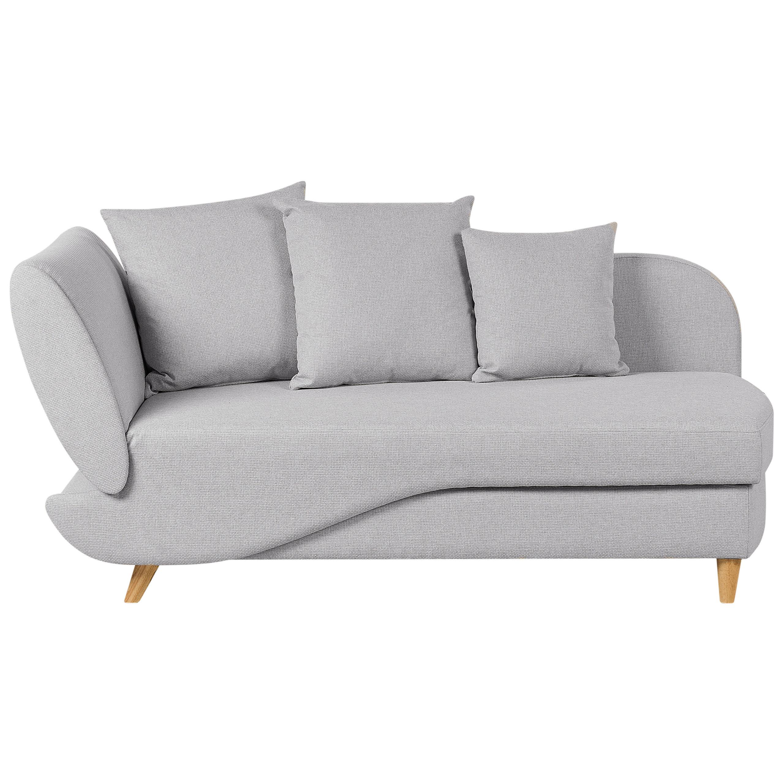 CHAISELONGUE Leinenoptik hellgrau mit Bettkasten linksseitig Meri - Hellbraun/Grau, Textil (175/73/69cm) - Beliani