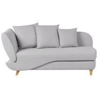 CHAISELONGUE Leinenoptik hellgrau mit Bettkasten linksseitig Meri - Hellbraun/Grau, Textil (175/73/69cm) - Beliani
