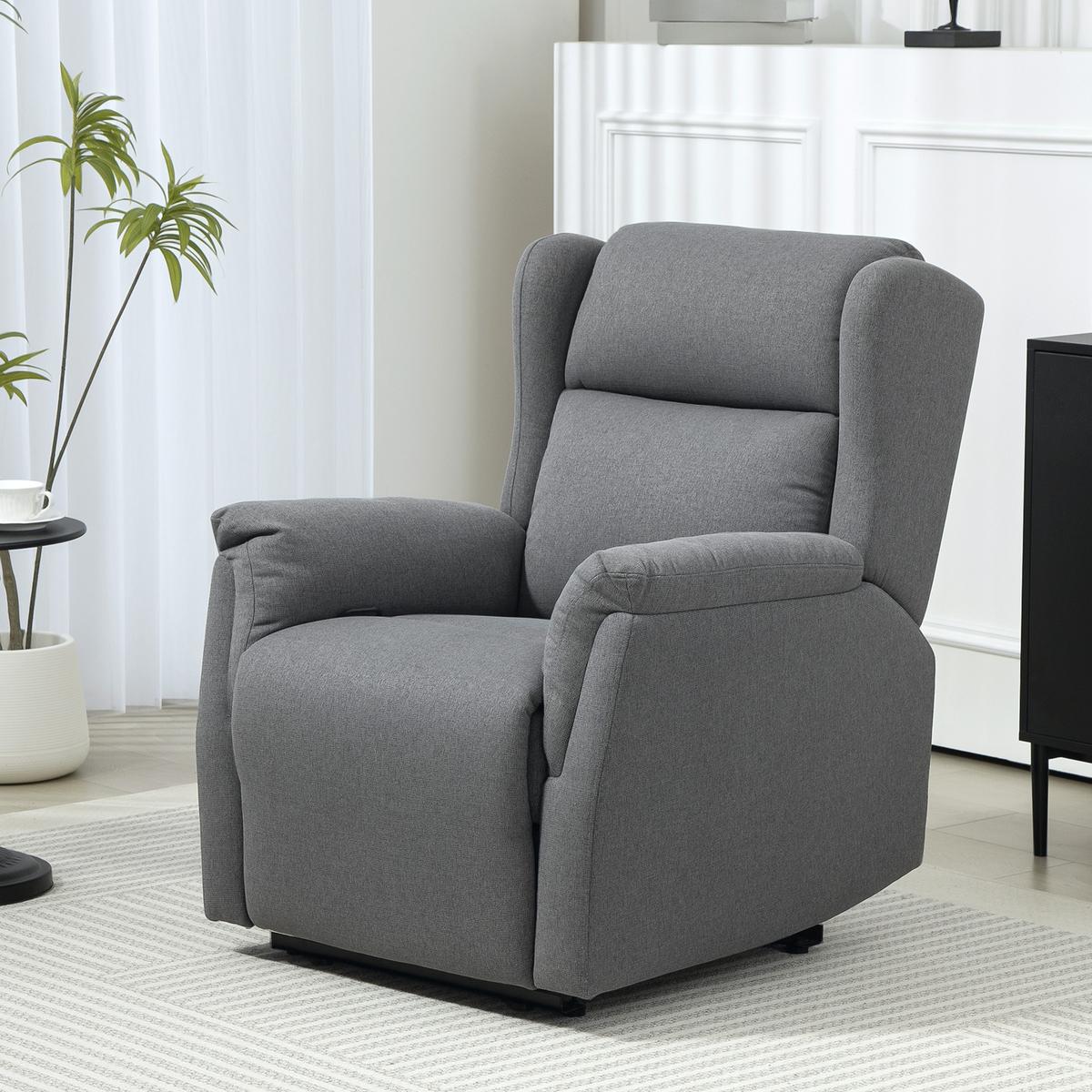 RELAXSESSEL, Fernsehsessel mit Liegefunktion, TV-Sessel mit Taschenfederkern - Dunkelgrau, Textil/Metall (80/101/94cm) - HOMCOM