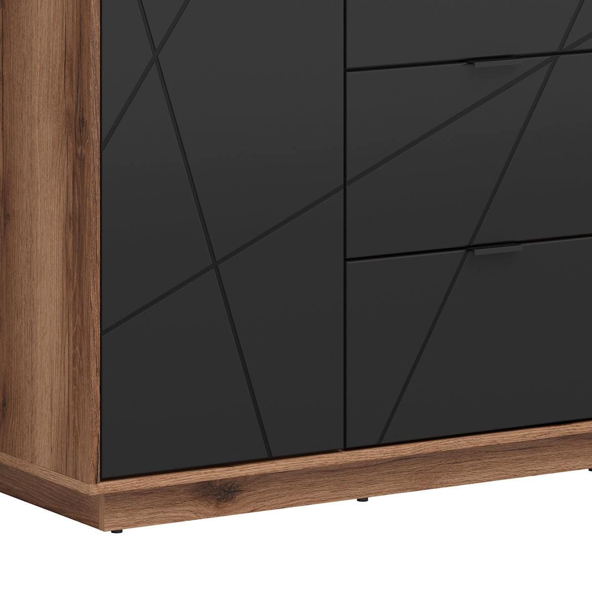 KLEIDERSCHRANK 2 Türen Sven Schwarz und Holz - Schwarz, Holzwerkstoff (94/201/57cm) - Petits-meubles