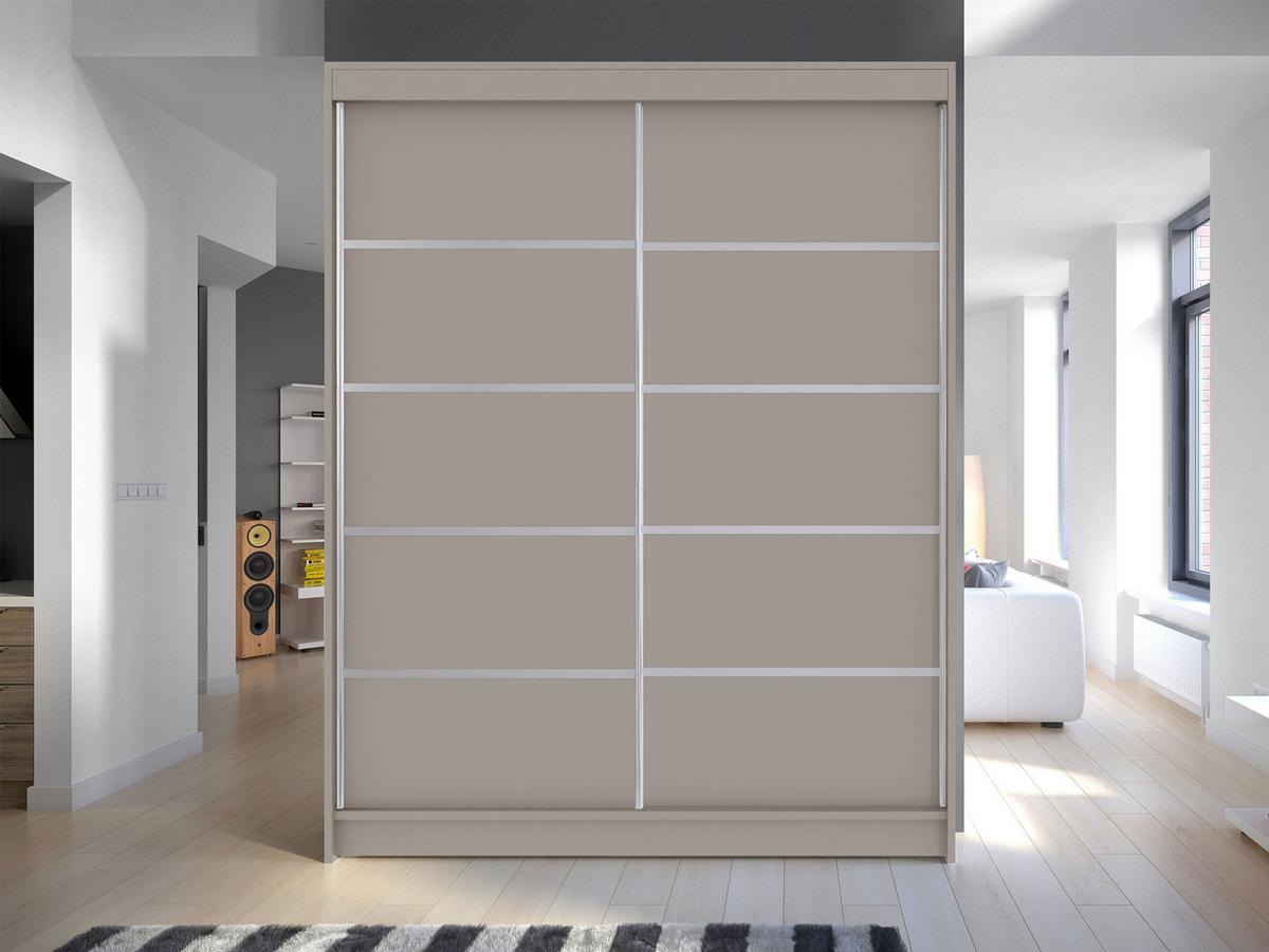 SCHWEBETÜRENSCHRANK Camino IV - Kaschmir/Silberfarben, Holzwerkstoff/Metall (150/200/58cm) - MIRJAN24