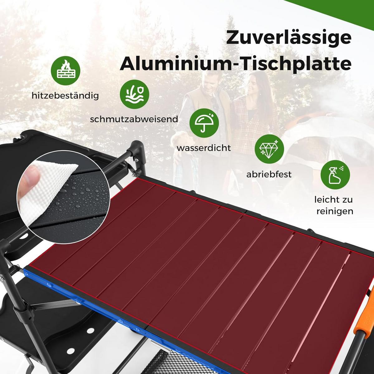 CAMPINGKÜCHE Schwarz - Schwarz, Metall (54/135/88cm) - COSTWAY