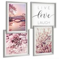 BILDER SET 4er Set - 50x50 cm & 40x60 cm Silberner Rahmen - Blumenbrücke – Lebensinspiration - Silberfarben, Kunststoff (50/50cm) - TULUP