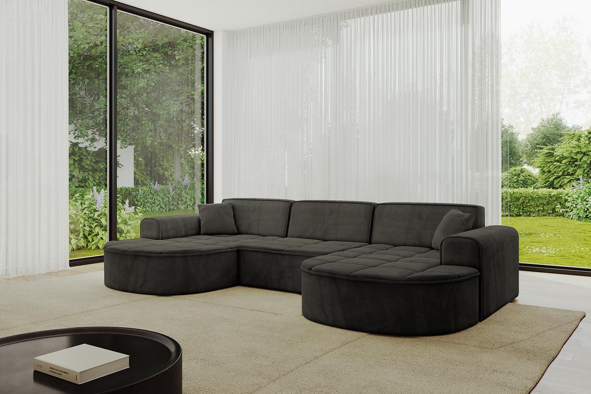 WOHNLANDSCHAFT TARO-U1 - 303x171x79,5 cm Schwarz - Schwarz, Holzwerkstoff/Textil (303/79.5/171cm) - ALTDECOR