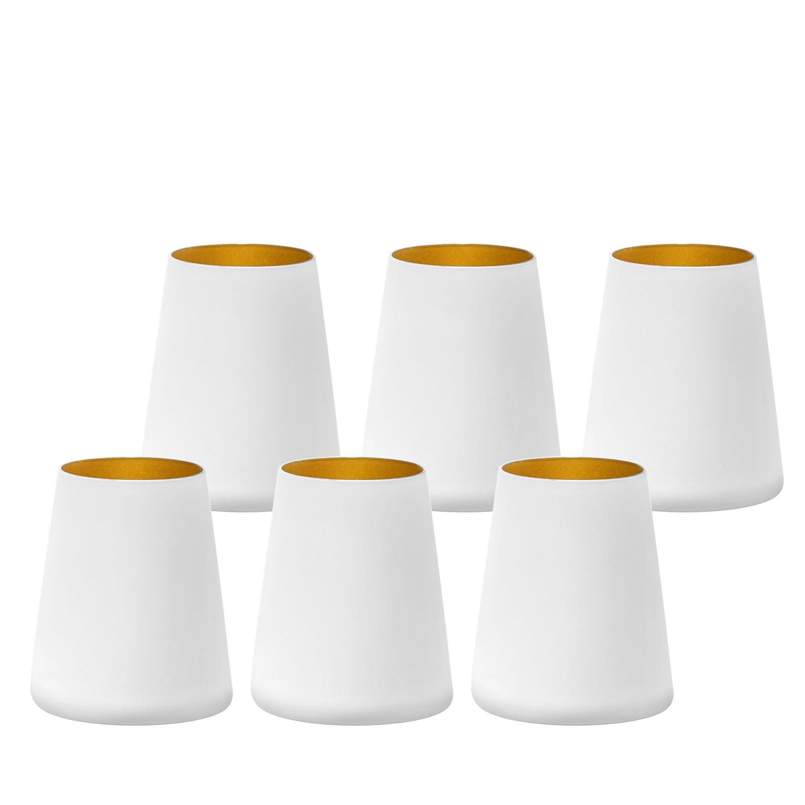 BECHER Power Weiß-Gold 380 ml 6er Set - Goldfarben/Weiß, Glas (0.38L) - Stölzle Lausitz