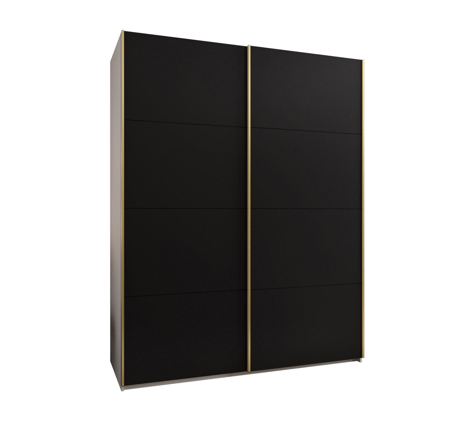 SCHWEBETÜRENSCHRANK 245,5/200/64 2-türig - Goldfarben/Schwarz, Holz/Metall (200/245/64cm) - Abiks Möbel