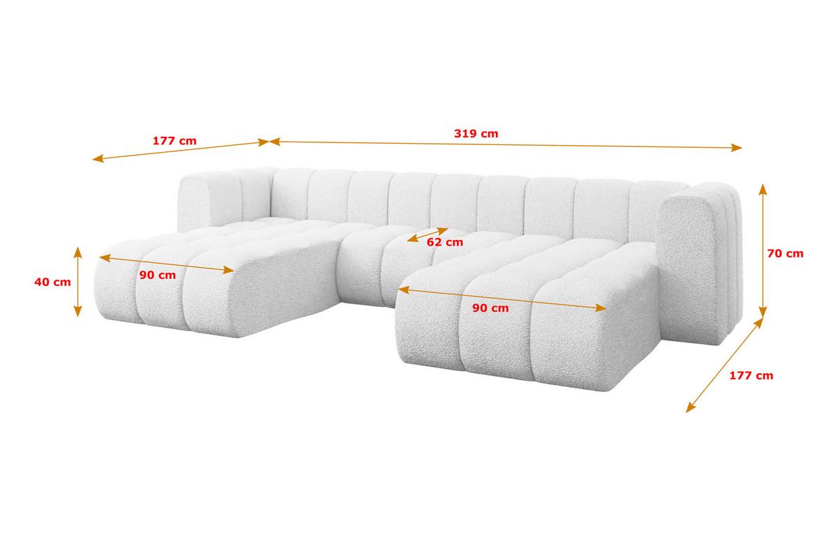 WOHNLANDSCHAFT modulares Sofa Joren-U1 - 319x177x70 cm Weiß - Weiß, Holzwerkstoff/Textil (319/70/177cm) - ALTDECOR