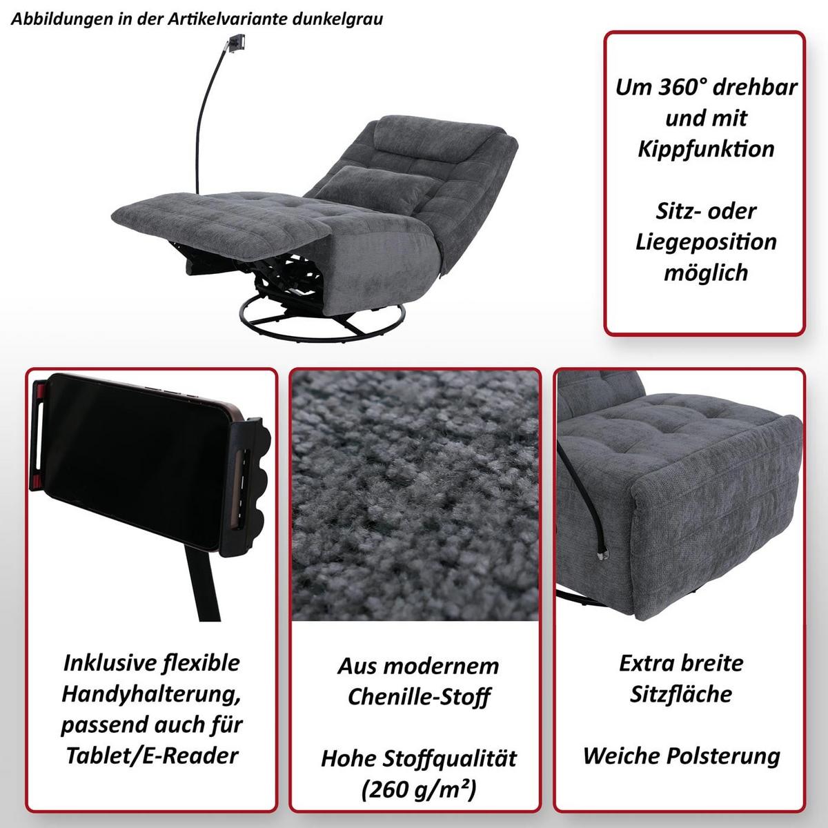 RELAXSESSEL Dunkelgrau - Dunkelgrau, Textil (82/96/163cm) - MCW