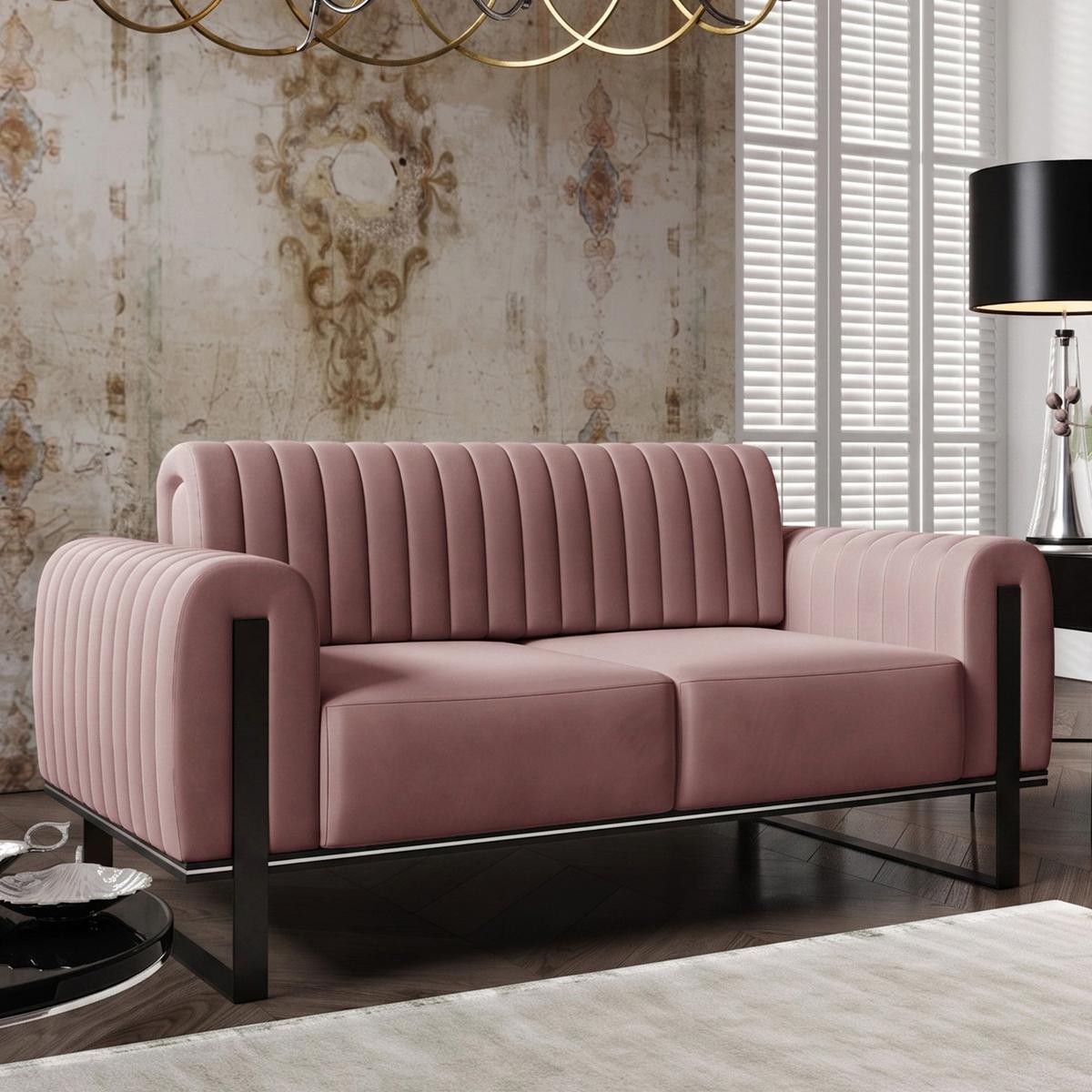 SOFA Parissa 164 cm - Pink/Schwarz, Textil/Metall (164/79/92cm) - Selsey