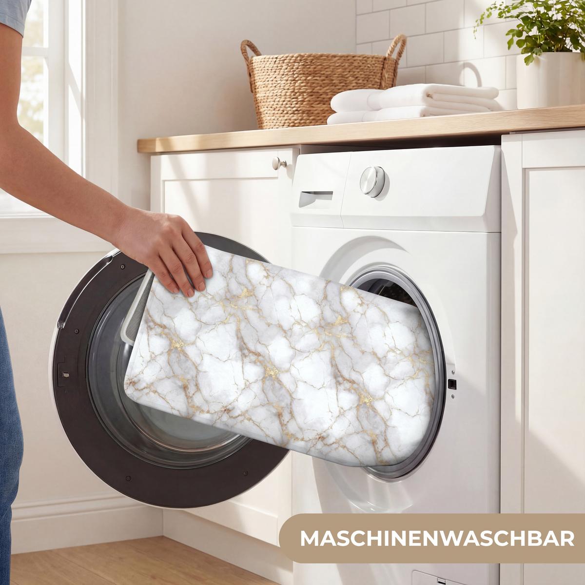 WC-VORLEGER Weiß - Gold - Marmor - Grau WC Teppich 50x80 cm - Weiß, Textil (50/1cm) - OnlyWow