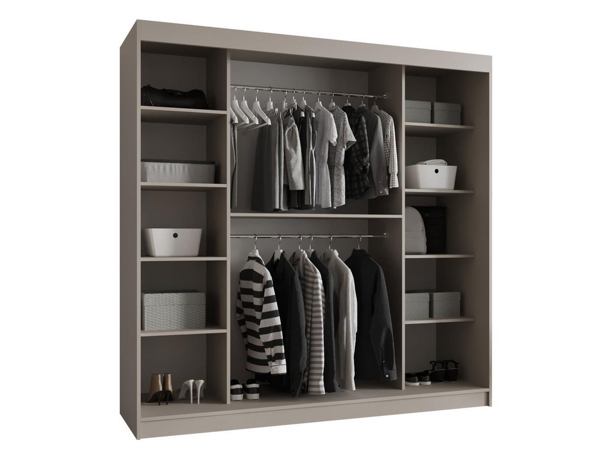 SCHWEBETÜRENSCHRANK Bahrajn 200 - Silberfarben/Schwarz, Holzwerkstoff/Kunststoff (200/200/62cm) - MIRJAN24