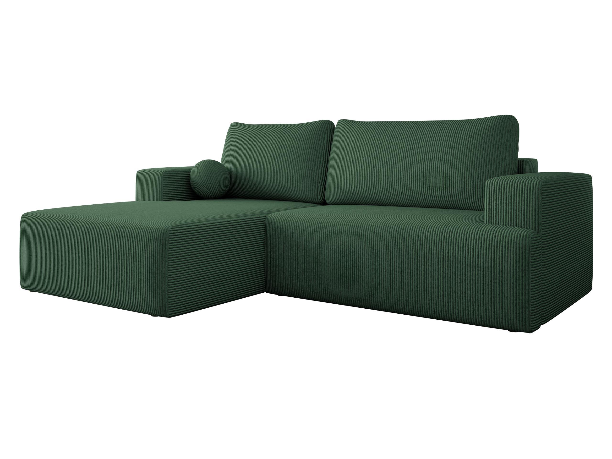 ECKSOFA Mivo Cord, Seite: Links - Schwarz/Grün, Holz/Kunststoff (266/163cm) - MIRJAN24