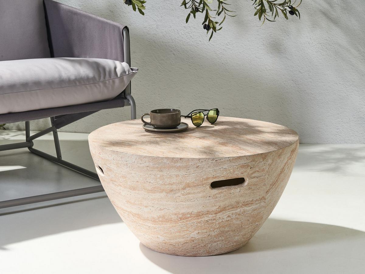 COUCHTISCH 68/68 cm Travertinoptik Vicarello - Beige, Naturmaterialien (68/68/36cm) - Beliani