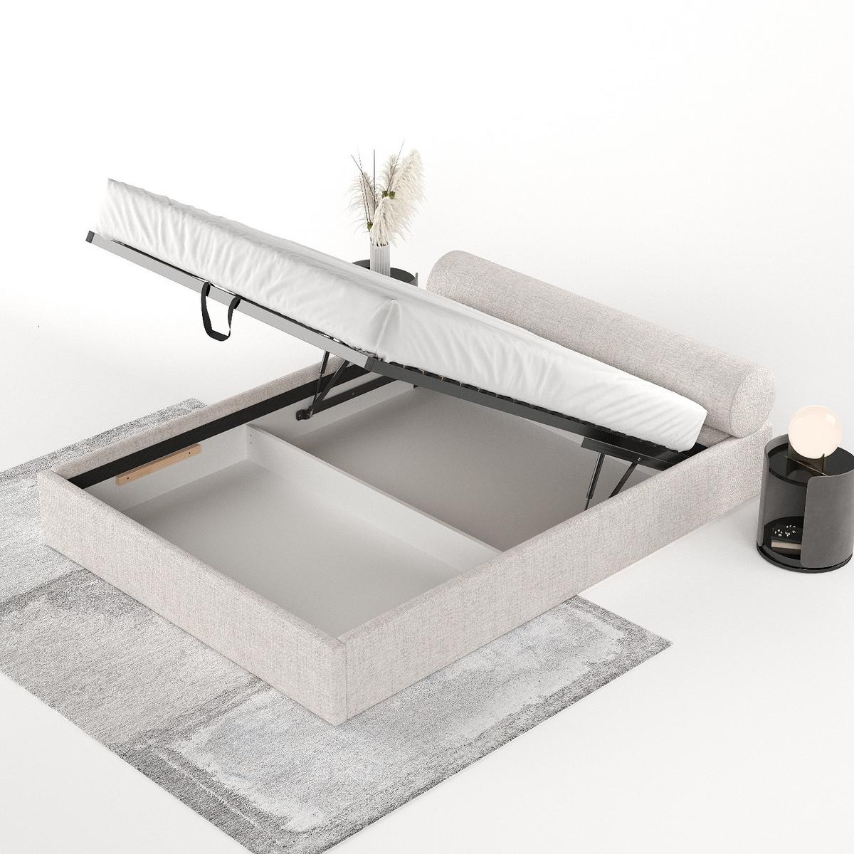 POLSTERBETT Solvo mit Stauraum 160/200 cm Hellbeige im Neve Stoff - Beige/Schwarz, Holz/Holzwerkstoff (160/200cm) - AltaBeds