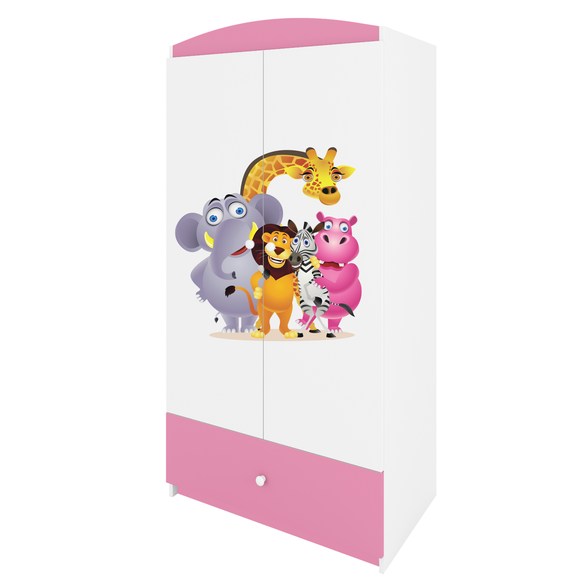 KINDERKLEIDERSCHRANK ZOO - Hellrosa, Holzwerkstoff (90/175/52cm) - RAUMHIRSCH FURNITURE