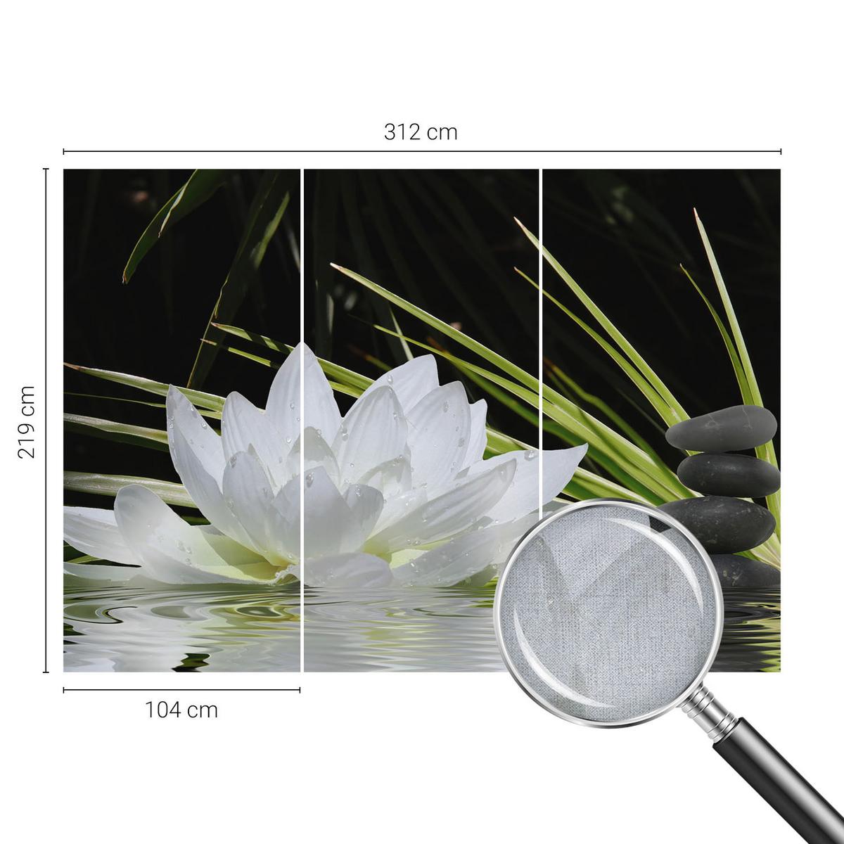 FOTOTAPETE 312x219 cm - Lilienmeditation - Weiß, Textil (312/219cm) - Wallfluent