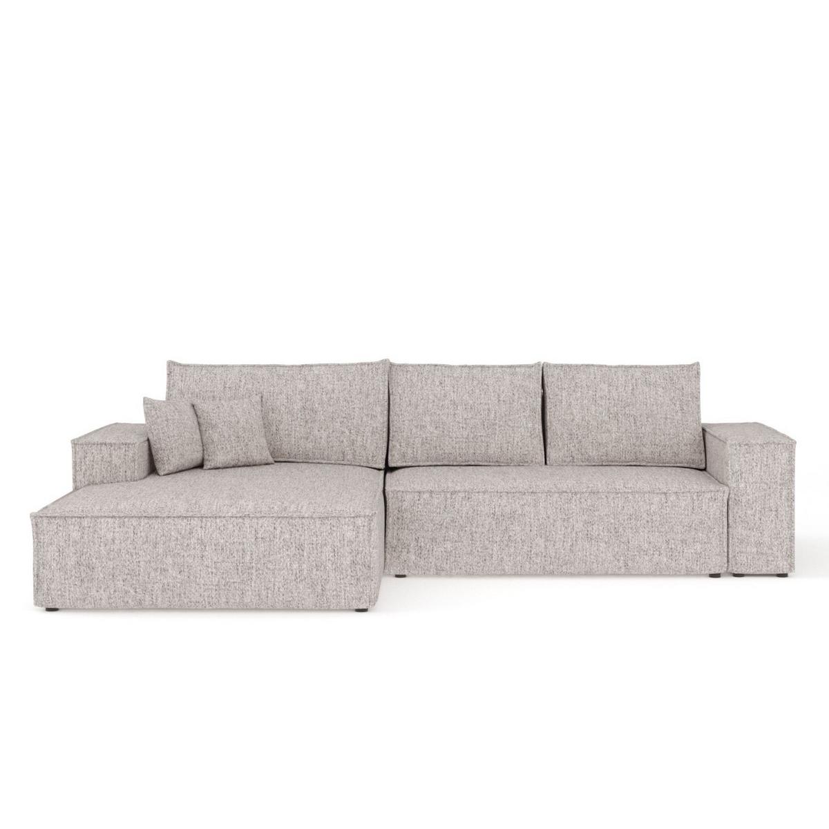 ECKSOFA TAURI mit Schlaffunktion Beige im Neve Stoff - Beige/Schwarz, Holz/Holzwerkstoff (294/185cm) - AltaBeds
