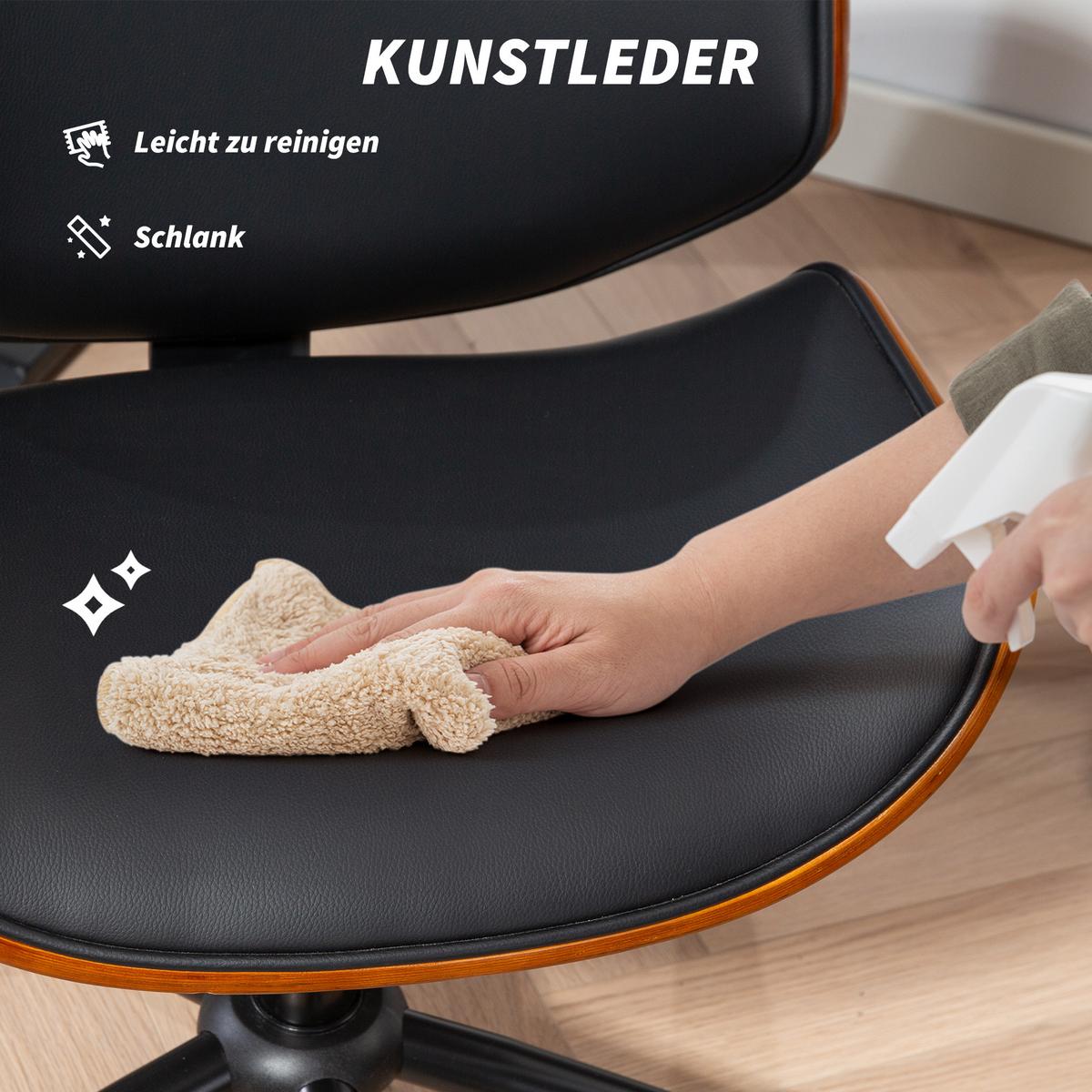 DREHSTUHL Matt Schwarz, Braun - Schwarz, Holz/Kunststoff (52/84/54cm) - HOMCOM