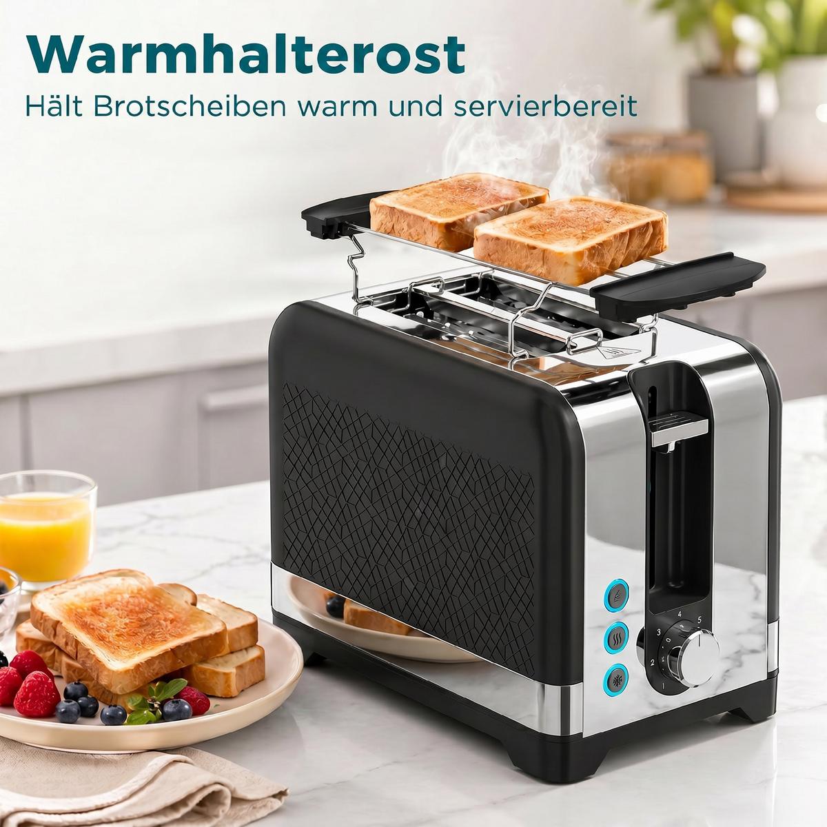 TOASTER Kunststoff Schwarz - Schwarz, Kunststoff (15.6/18.9/26.4cm) - HOMCOM