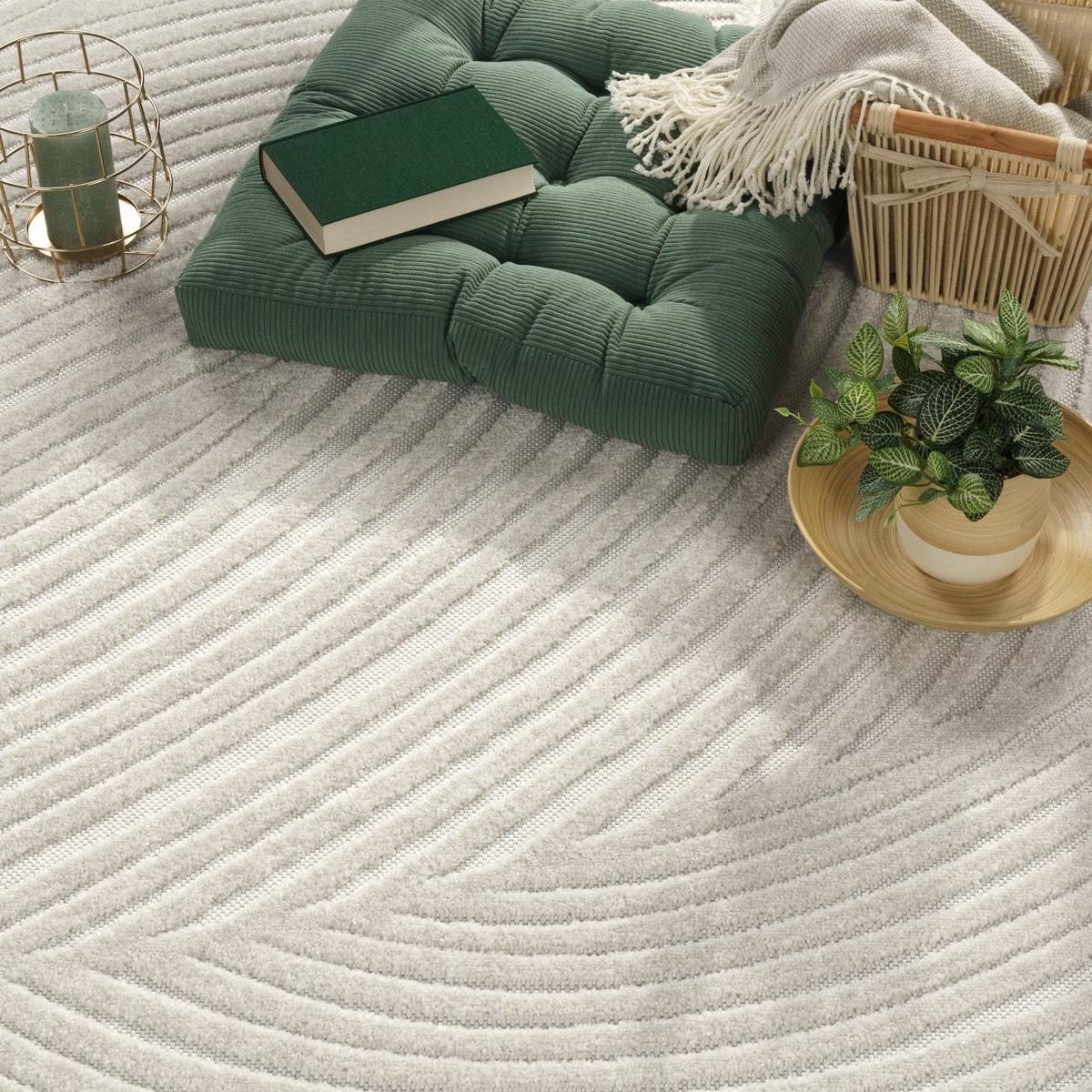 KURZFLORTEPPICH, mit Struktur, aus Polypropylen, Florhöhe 6 mm, Creme, 120 x 170 cm - Creme, Textil (170/120cm) - KADIMA DESIGN