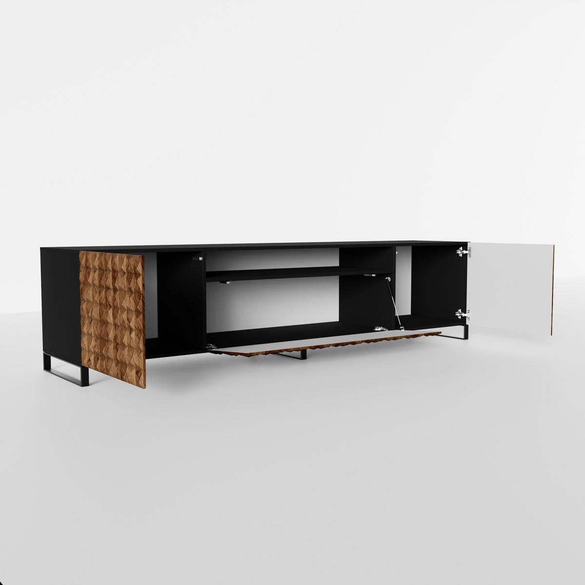 LOWBOARD ROVA 200/41/40 cm, Stand-TV-Schrank Schwarz / Eichefarben - Eichefarben/Schwarz, Holzwerkstoff (200/41/40cm) - MASSENO