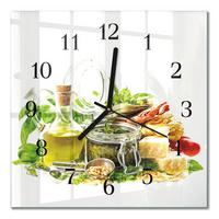 WANDUHR aus Glas 30x30 cm - Nudeln mit Öl - Multicolor, Glas (30/30/0.4cm) - TULUP