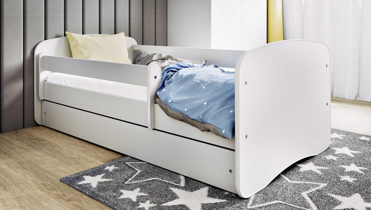 KINDERBETT ohne Muster mit Schublade 140/70 Weiß 80/61/144 - Weiß, Holzwerkstoff (70/140cm) - RAUMHIRSCH FURNITURE