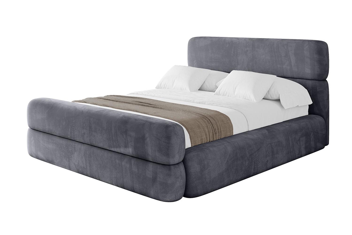 POLSTERBETT mit Bettkasten, Fußteil und Lattenrost, Boxbett mit Matratze H3/H4 - ENORA-Z 180x200 Dunkelgrau - Dunkelgrau, Holzwerkstoff/Textil (180/200cm) - ALTDECOR