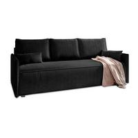 BETTSOFA MESTOR Schwarz Kordstoff mit Schlaffunktion - Schwarz, Textil (206/83/87cm) - MASSENO