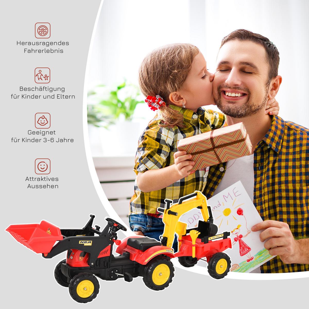 KINDER RUTSCHAUTO, Rot, Stahl+ Kunststoff - Rot, Metall (42/59/179cm) - HOMCOM