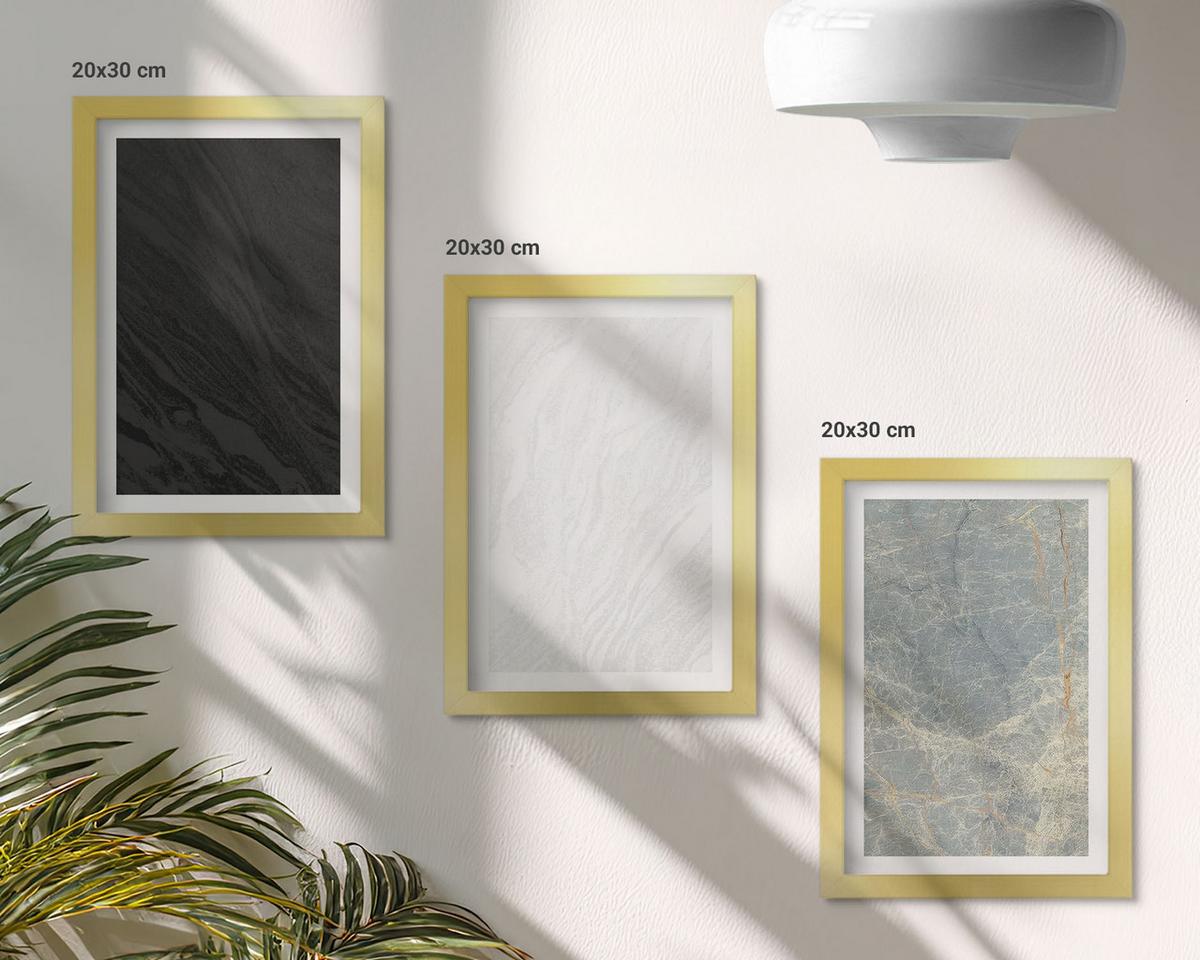 BILDER SET 3er Set - 20x30 cm Goldrahmen - Die Farben eleganter Steinstrukturen - Goldfarben, Kunststoff (20/30cm) - TULUP