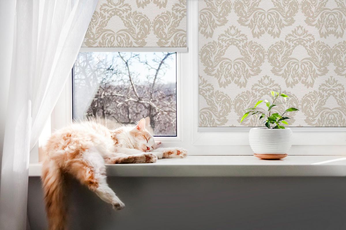 INNENROLLO - Fensterrollo - Rollo - 150x140 cm - Beige Muster - Beige, Kunststoff (150/140/0.5cm) - TULUP
