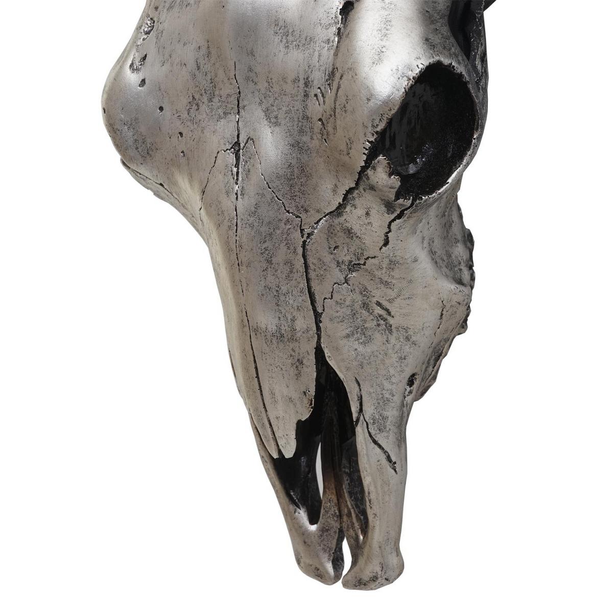 DEKO SCHÄDEL STIER Silbergrau - Grau, Stein (42/45/15cm) - MCW