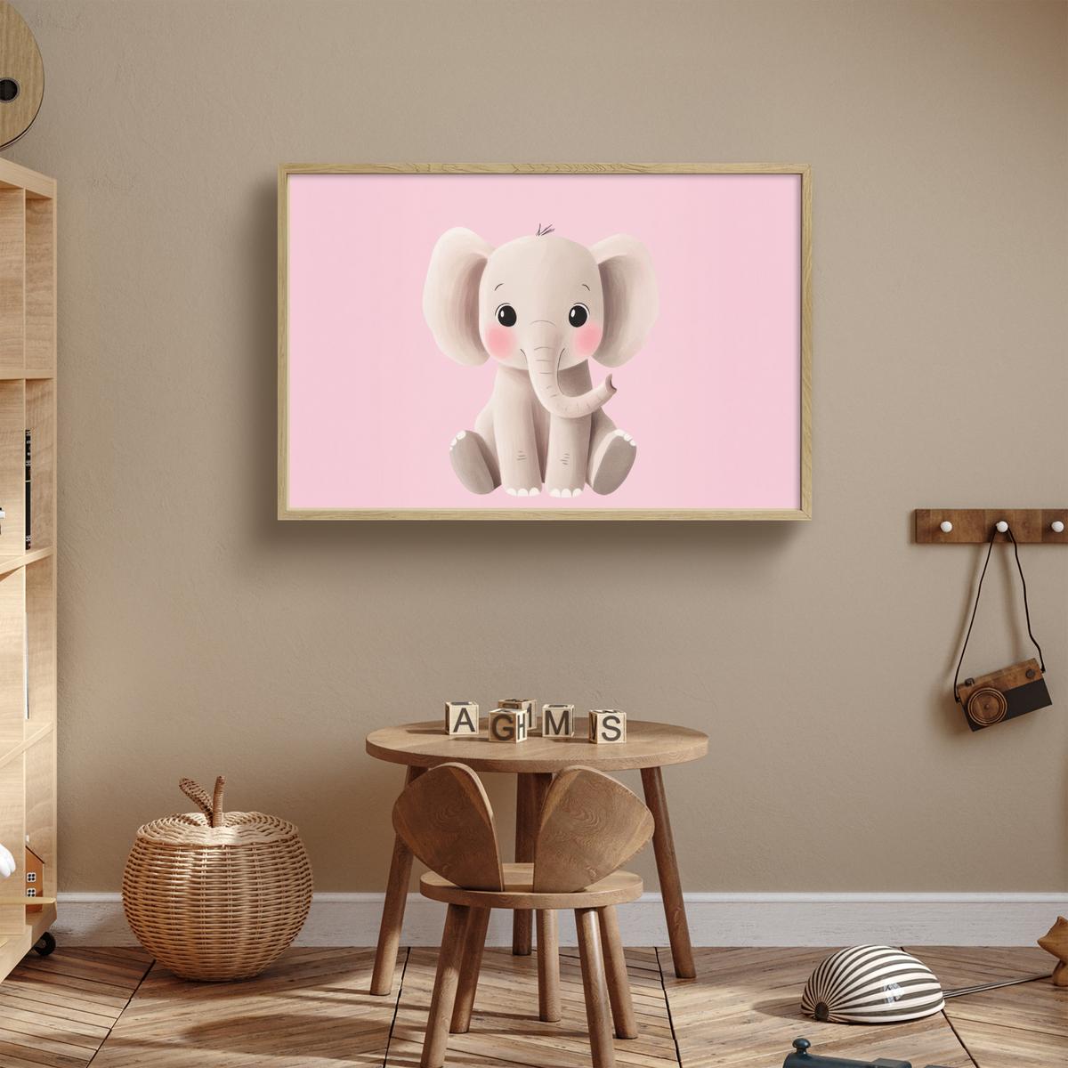 NACHTTISCHLAMPE MIT AKKU Elefant - Baby - Rosa - Cartoon 100x70 cm - Rosa, Holzwerkstoff (8/100/70cm) - OnlyWow
